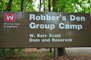 Robbers Den Group Camp Sign