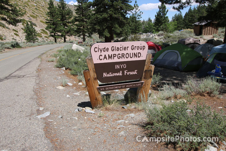 Big Pine Canyon Recreation Area Clyde Glacier Group Sign
