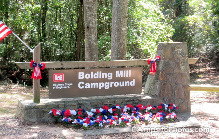 Bolding Mill Campground Sign