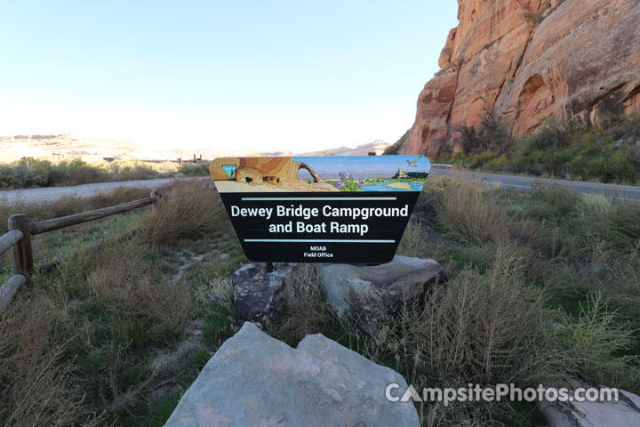 Dewey Bridge Campground Sign