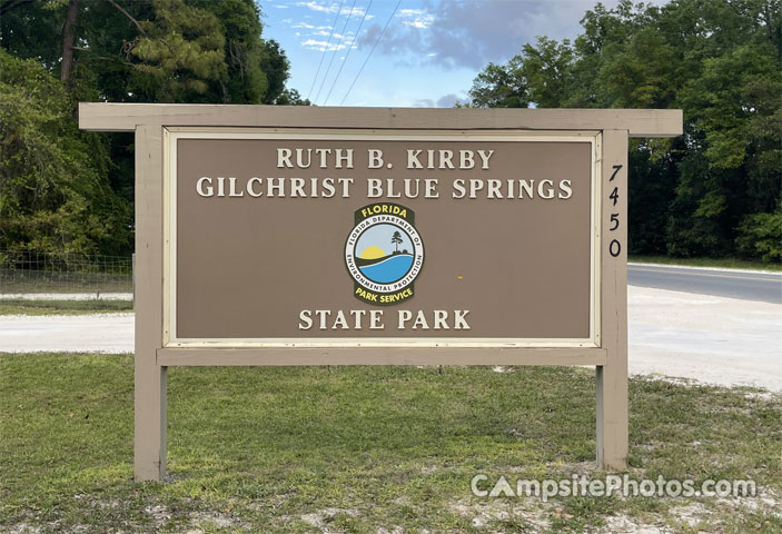 Ruth B. Kirby Gilchrist Blue Springs State Park Sign