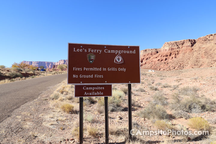Lees Ferry Campground Sign