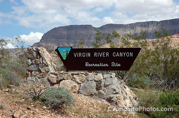 Virgin River Canyon Recreation Area Sign