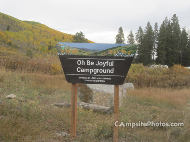 Oh Be Joyful Campground Sign