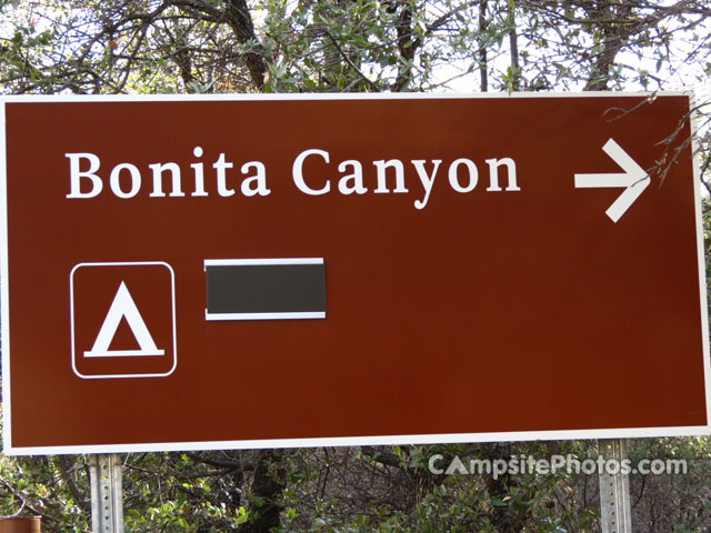 Bonita Canyon Campground Sign