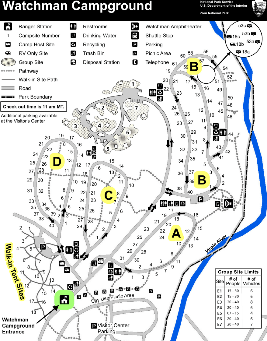 Zion River Resort Campground Map
