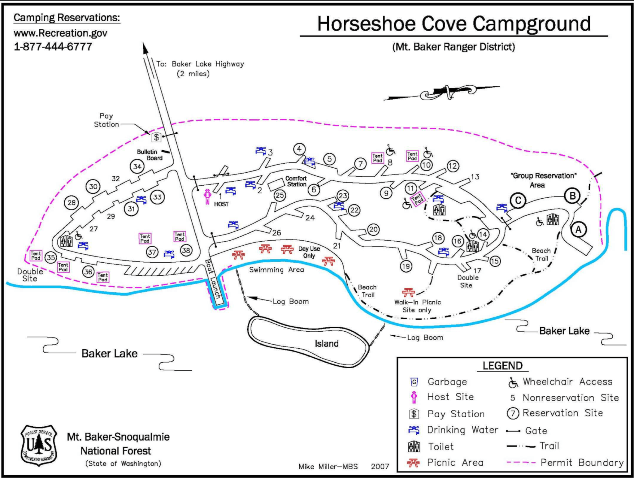 Campground Horseshoe Cove Map Washington Campsites Campsite Wa Camping.
