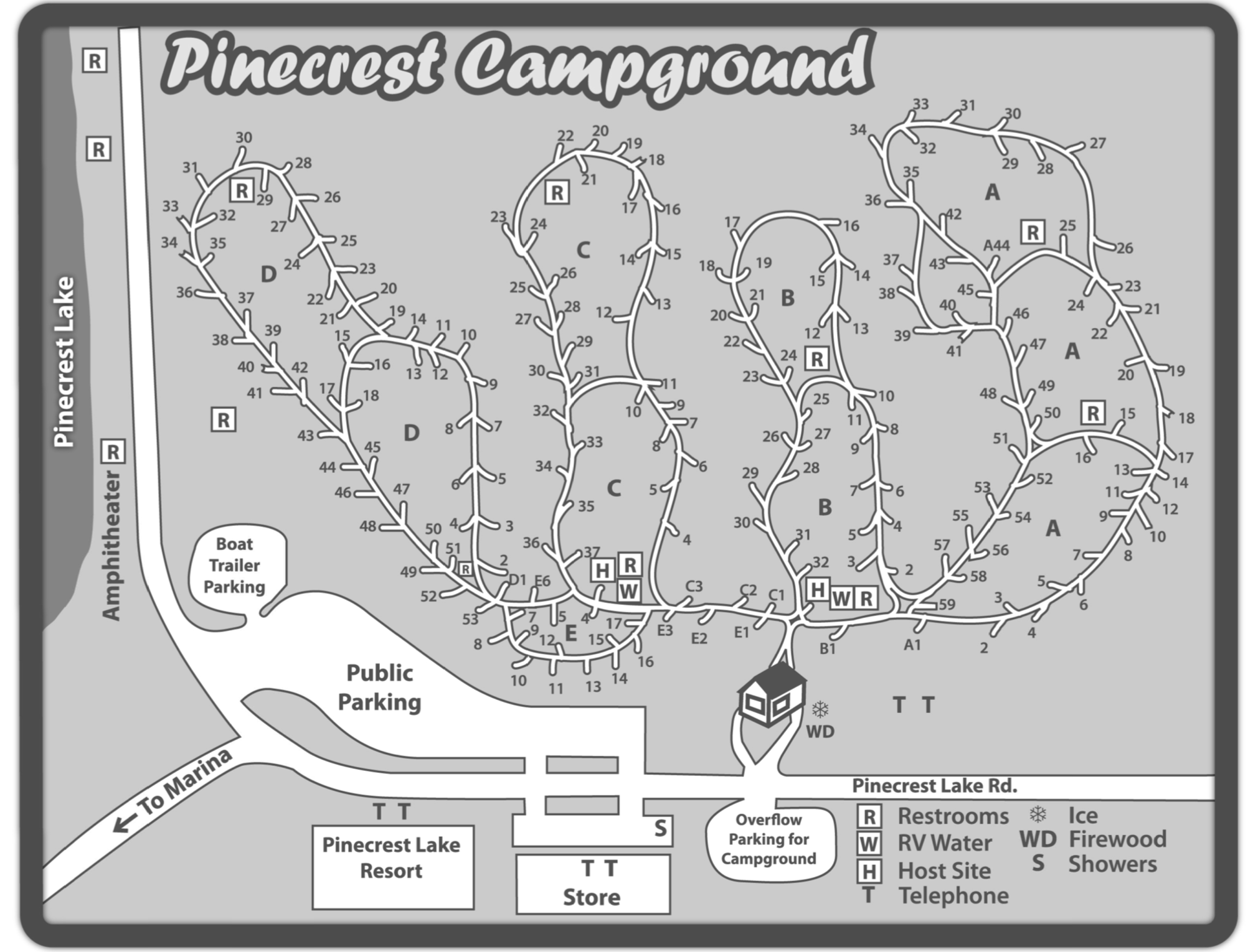 Pinecrest Campground Campsite Map